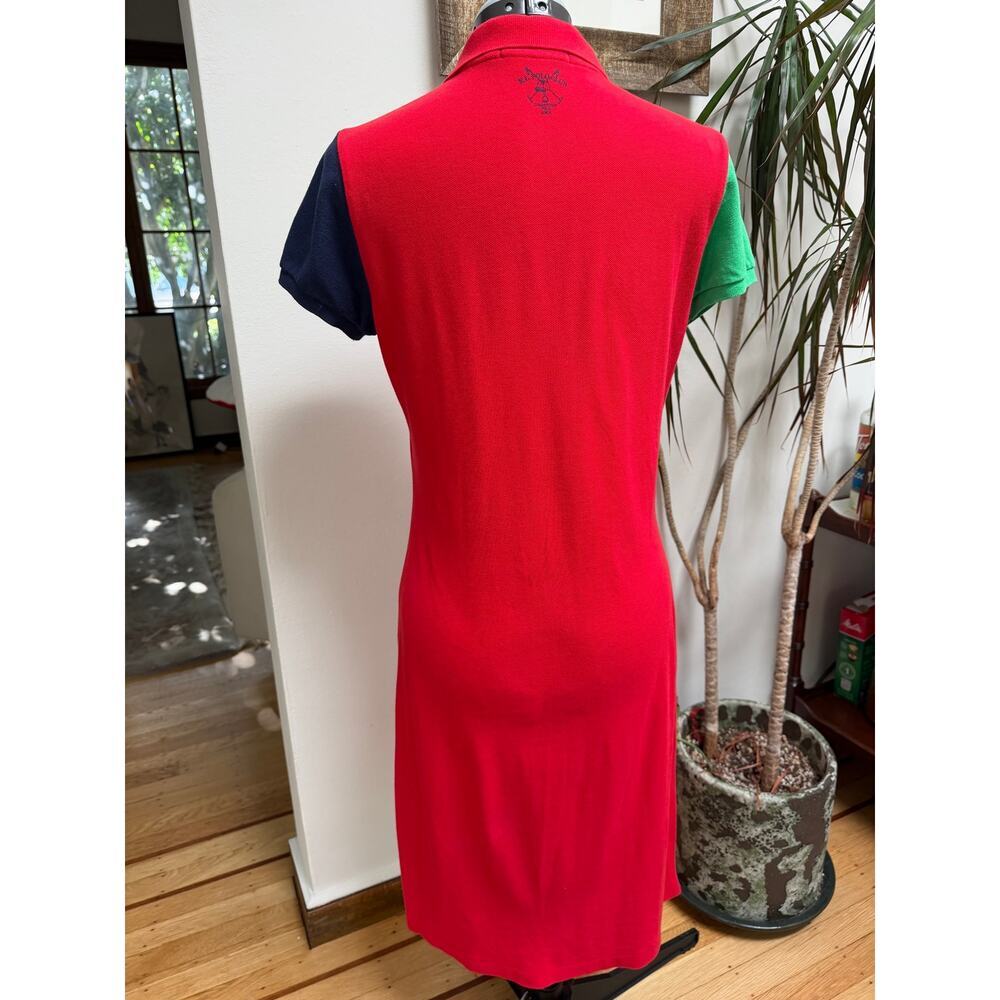 VTG Ralph Lauren Sport Colorblock Polo Dress Red Green Navy Size M - Picture 2 of 8